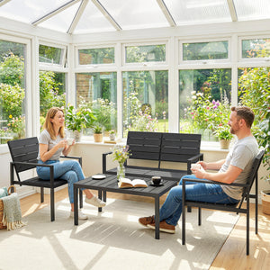 Gartenmöbel Set Lounge Sitzgruppe für 4 Personen schwarz