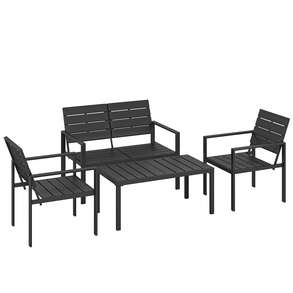 Gartenmöbel Set Lounge Sitzgruppe für 4 Personen schwarz