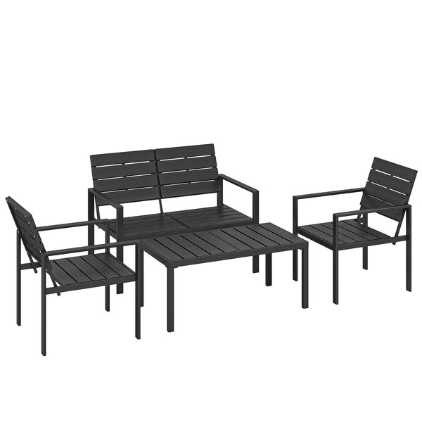 Gartenmöbel Set Lounge Sitzgruppe für 4 Personen schwarz