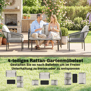 Gartenmöbel Set Lounge mit Zweisitzer Sessel und Tisch Polyrattan