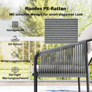 Gartenmöbel Set Lounge mit Zweisitzer Sessel und Tisch Polyrattan