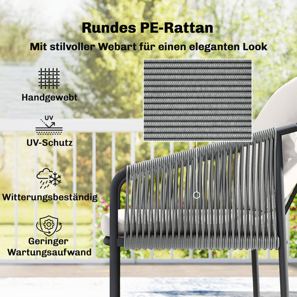 Gartenmöbel Set Lounge mit Zweisitzer Sessel und Tisch Polyrattan