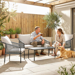 Gartenmöbel Set Lounge mit Zweisitzer Sessel und Tisch Polyrattan