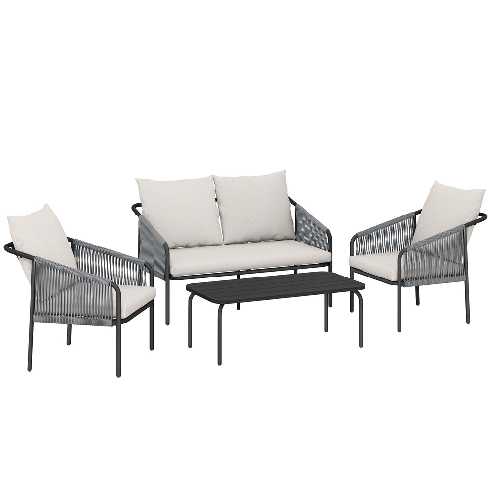 Gartenmöbel Set Lounge mit Zweisitzer Sessel und Tisch Polyrattan