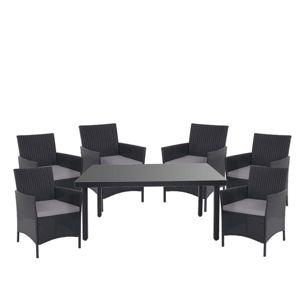 Poly-Rattan Gartenmöbel Set Balkon Sitzgarnitur mit Kissen anthrazit