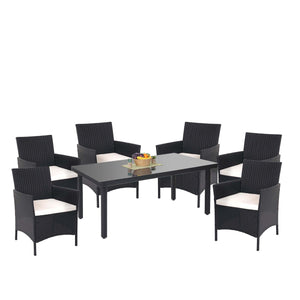 Poly-Rattan Gartenmöbel Set anthrazit mit creme Kissen Balkon