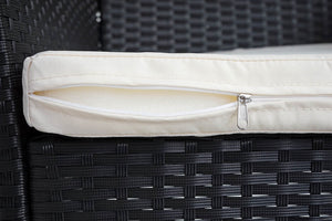 Poly-Rattan Gartenmöbel Set anthrazit mit creme Kissen Balkon