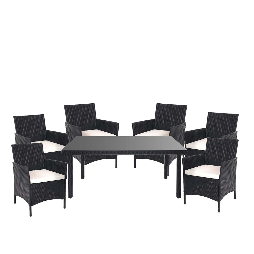 Poly-Rattan Gartenmöbel Set anthrazit mit creme Kissen Balkon