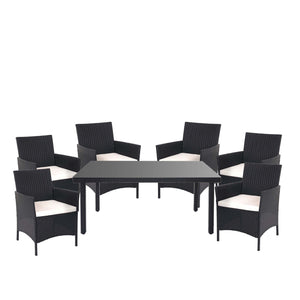 Poly-Rattan Gartenmöbel Set anthrazit mit creme Kissen Balkon