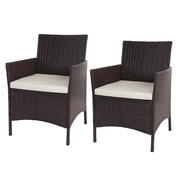 Polyrattan Gartenmöbel Set braun mit creme Kissen für Balkon