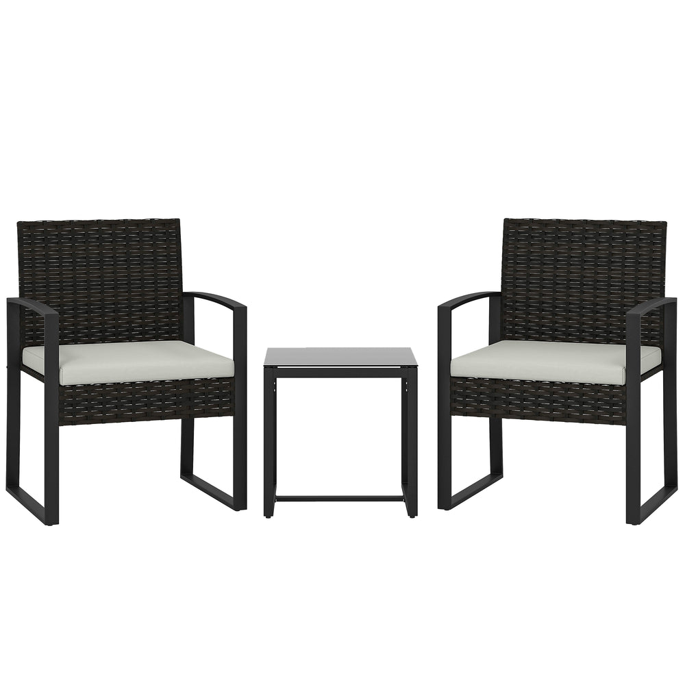 Gartenmöbel Set Rattan 3-teilig mit Stühlen und Tisch