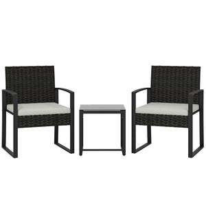Gartenmöbel Set Rattan 3-teilig mit Stühlen und Tisch