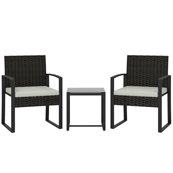 Gartenmöbel Set Rattan 3-teilig mit Stühlen und Tisch