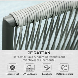 Gartenmöbel Set Rattan für 4 Personen mit Kissen Aluminium grau