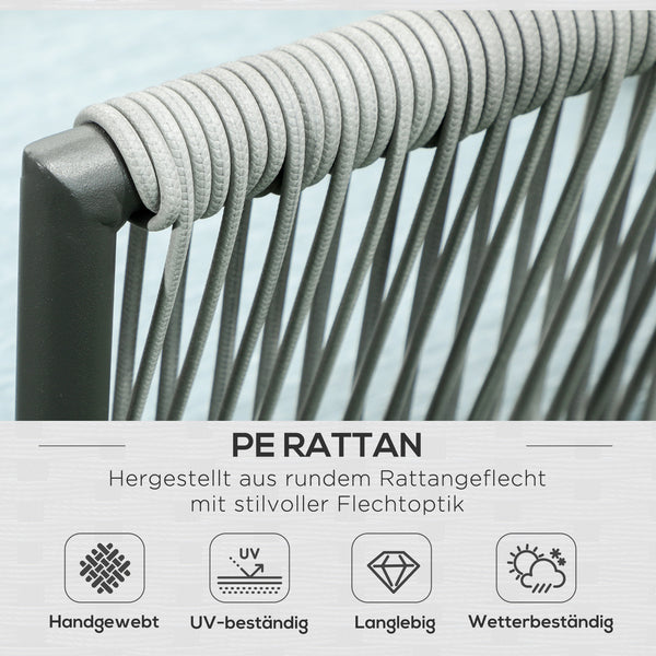 Gartenmöbel Set Rattan für 4 Personen mit Kissen Aluminium grau