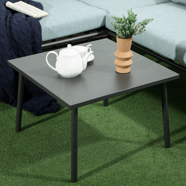 Gartenmöbel Set Rattan für 4 Personen mit Kissen Aluminium grau