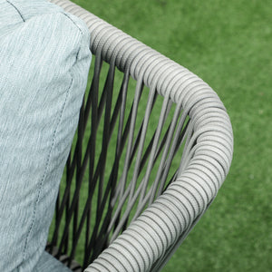 Gartenmöbel Set Rattan für 4 Personen mit Kissen Aluminium grau
