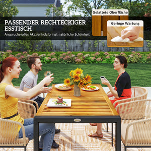 Gartenmöbel Set Rattan mit 4 Stühlen 1 Tisch und Kissen für Terrasse