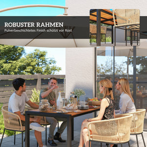 Gartenmöbel Set Rattan mit 4 Stühlen 1 Tisch und Kissen für Terrasse