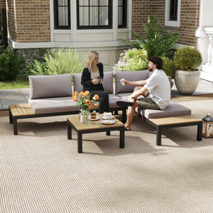 Gartenmöbel-Set für 3 Personen mit Sofa Beistelltisch und Kissen