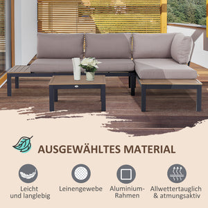 Gartenmöbel-Set für 3 Personen mit Sofa Beistelltisch und Kissen