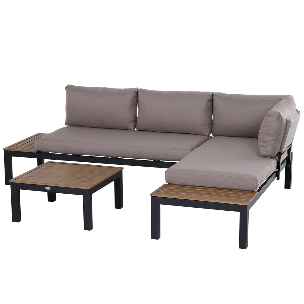 Gartenmöbel-Set für 3 Personen mit Sofa Beistelltisch und Kissen