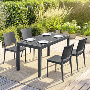 Gartenmöbel Set für 4 Personen mit Tisch und Stühlen dunkelgrau