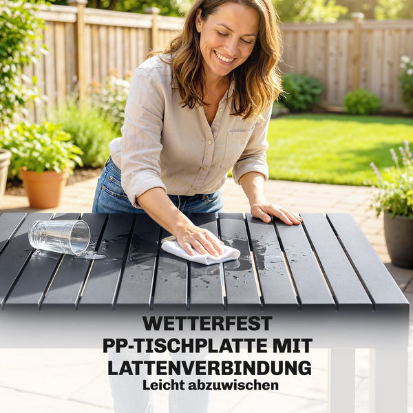 Gartenmöbel Set für 4 Personen mit Tisch und Stühlen dunkelgrau