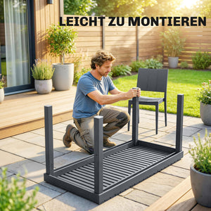 Gartenmöbel Set für 4 Personen mit Tisch und Stühlen dunkelgrau