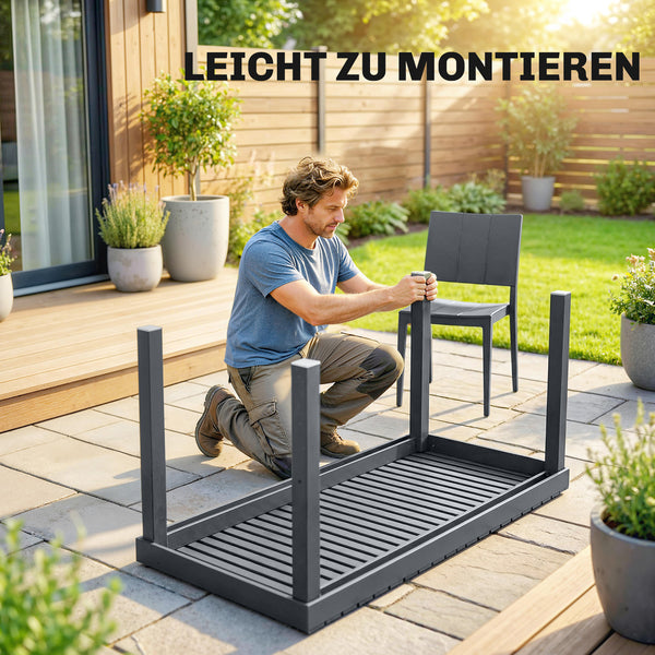 Gartenmöbel Set für 4 Personen mit Tisch und Stühlen dunkelgrau