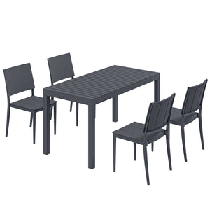 Gartenmöbel Set für 4 Personen mit Tisch und Stühlen dunkelgrau