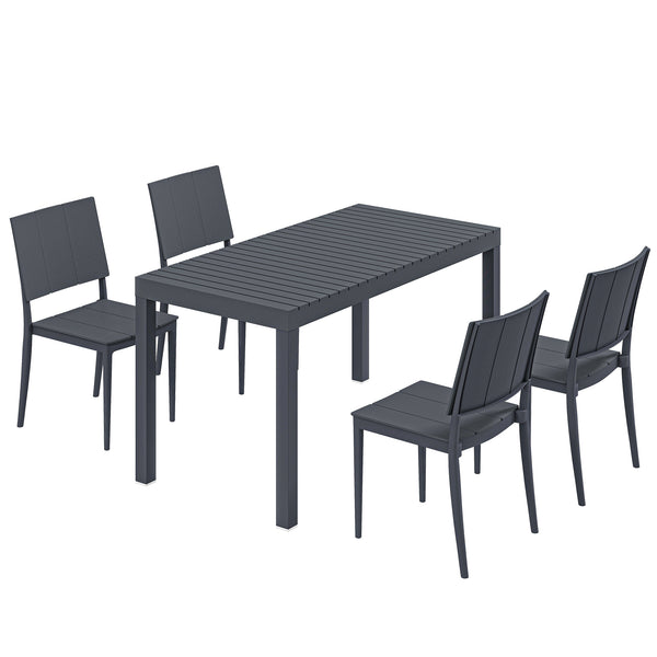 Gartenmöbel Set für 4 Personen mit Tisch und Stühlen dunkelgrau