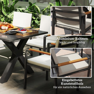 Gartenmöbel Set wetterfest für 6 Personen mit Tisch und Stühlen schwarz grau