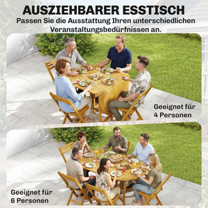 Gartenmöbel Set 7-teilig klappbar mit Tisch und 6 Stühlen Holz