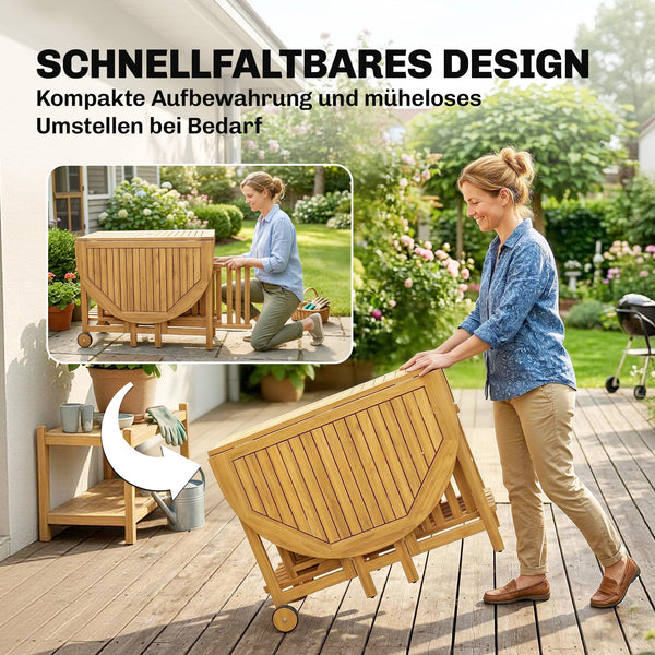 Gartenmöbel Set 7-teilig klappbar mit Tisch und 6 Stühlen Holz