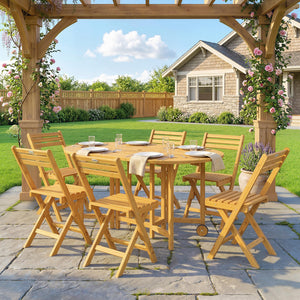 Gartenmöbel Set 7-teilig klappbar mit Tisch und 6 Stühlen Holz
