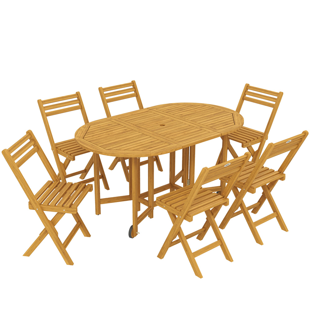 Gartenmöbel Set 7-teilig klappbar mit Tisch und 6 Stühlen Holz