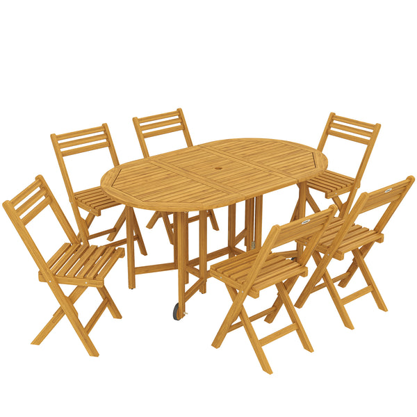 Gartenmöbel Set 7-teilig klappbar mit Tisch und 6 Stühlen Holz