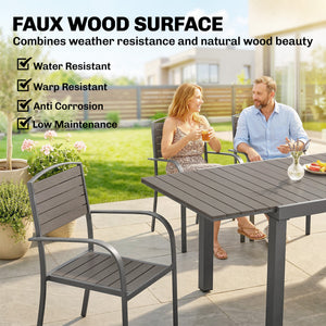Gartenmöbel Set 7-teilig ausziehbar mit Tisch und Stühlen Holzoptik Aluminium
