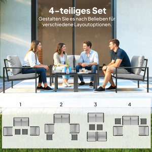 Gartenmöbel Set wetterfest für 4 Personen mit Sitzkissen und Tisch