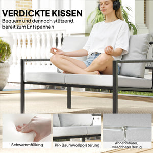 Gartenmöbel Set wetterfest für 4 Personen mit Sitzkissen und Tisch