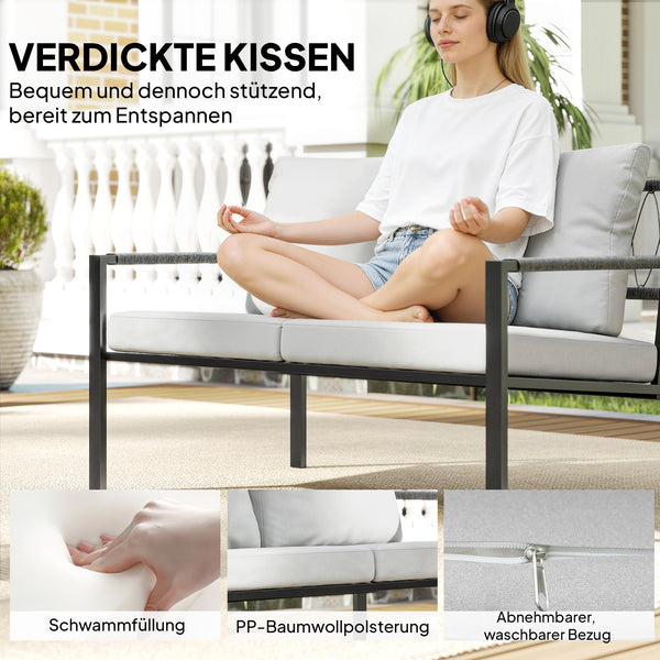 Gartenmöbel Set wetterfest für 4 Personen mit Sitzkissen und Tisch