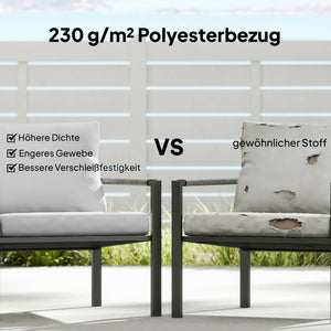 Gartenmöbel Set wetterfest für 4 Personen mit Sitzkissen und Tisch