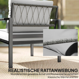 Gartenmöbel Set wetterfest für 4 Personen mit Sitzkissen und Tisch