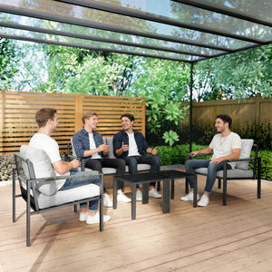 Gartenmöbel Set wetterfest für 4 Personen mit Sitzkissen und Tisch