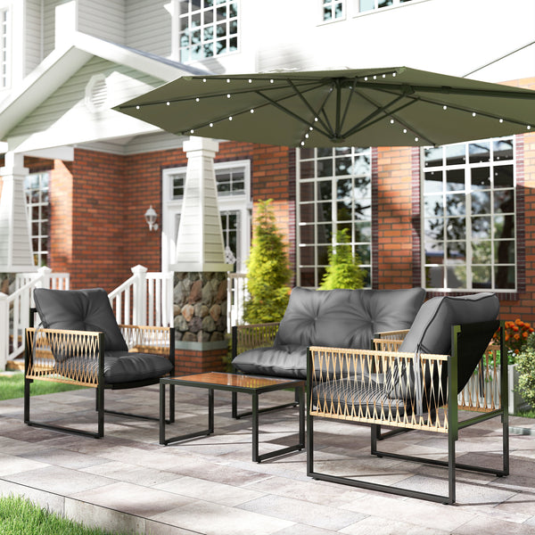 Gartenmöbel Set 4-teilig mit Sofa und Tisch Polyrattan anthrazit