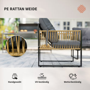 Gartenmöbel Set 4-teilig mit Sofa und Tisch Polyrattan anthrazit