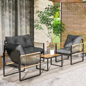Gartenmöbel Set 4-teilig mit Sofa und Tisch Polyrattan anthrazit