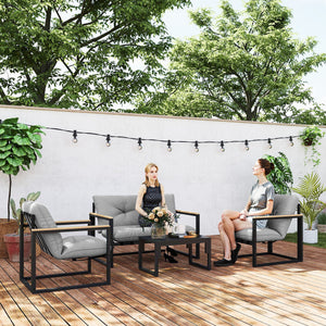 Gartenmöbel Set wetterfest für 4 Personen mit Sofa und Sitzkissen