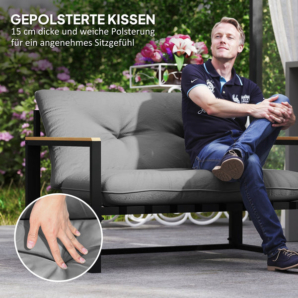 Gartenmöbel Set wetterfest für 4 Personen mit Sofa und Sitzkissen